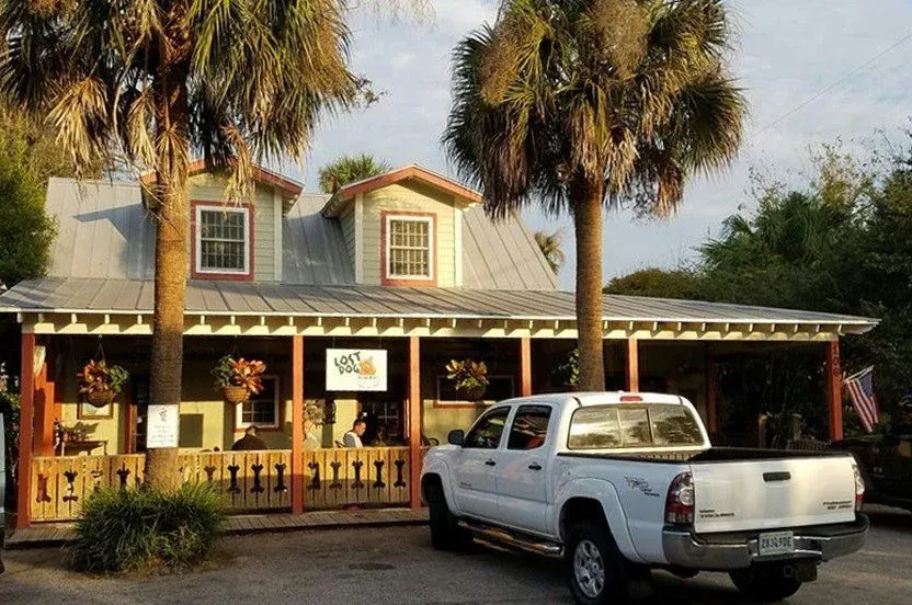 The exterior of The Lost Dog Cafe on Folly Beach